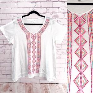 New York Laundry Embroidered Top Size 1X 
Summer Office Boho Short Sleeve Casual